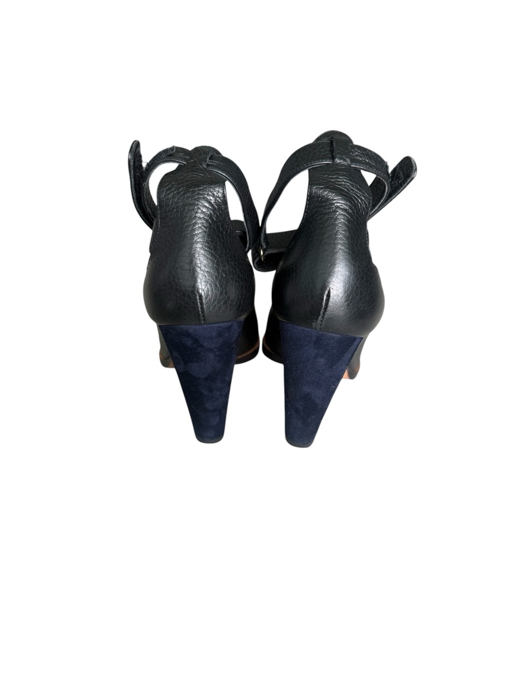 Chloe Black & Blue Leather Suede Ankle-Strap Pointed-Toe Pumps Size 8.5 - Picture 6 of 12